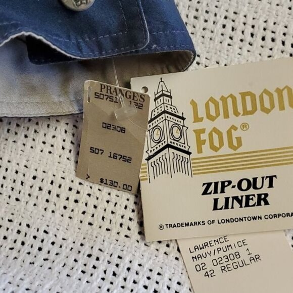 London Fog Lawrence Cinched Removable Insulated Liner Blue Sz. 42R Jacket - Picture 14 of 15